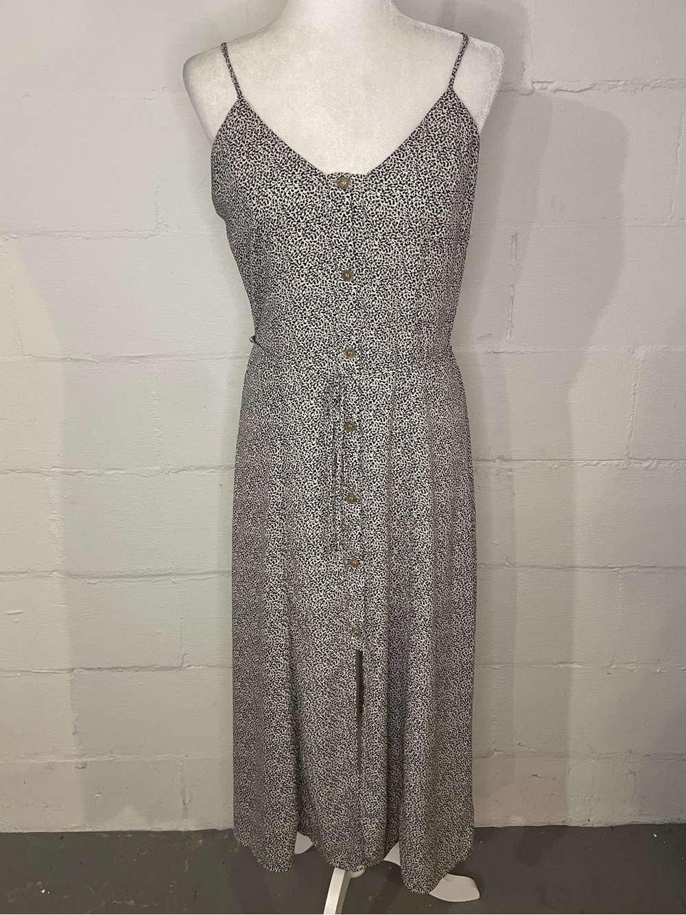 Sienna Sky Black & White Spotted Button-Front Midi Dress